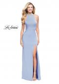 Picture of: Jersey Prom Gown with Metallic Beading and Leg Slit in Cloud Blue, Style: 25767, Detail Picture 2
