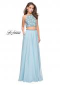 Picture of: Long Two Piece Dress with Beading and Strappy Back in Cloud Blue, Style: 25469, Detail Picture 3