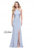 Picture of: Sheer Beaded Prom Dress with High Neck and Cut Outs in Cloud Blue, Style: 26060, Detail Picture 3
