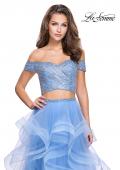 Picture of: Off the Shoulder A-line Gown with Ruffle Tulle Skirt in Cloud Blue, Style: 26169, Detail Picture 2