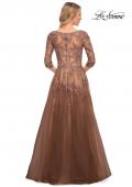 Picture of: A-line Tulle Gown with Floral Lace Detail and V-Neck in Cocoa,Style: 27908, Back Picture
