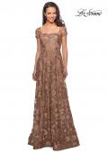 Picture of: Floor Length Short Sleeve Lace Gown in Cocoa, Style: 26582, Main Picture