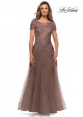 Picture of: A-line Formal Gown with Floral Lace Appliques in Cocoa, Style: 27958, Main Picture