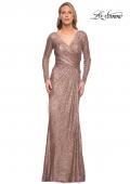 Picture of: Metallic Sequin Dress with Long Sleeves and V Neck in Brown, Style: 30310, Main Picture