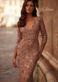 Picture of: Beaded Fitted Gown with a Stretch Fabric and V Neckline in Cocoa, Style: 32613, Main Picture
