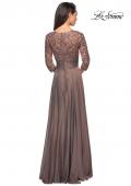 Picture of: Floor Length Chiffon Dress with Lace Sleeves in Cocoa, Style: 27153, Detail Picture 8