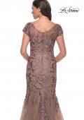 Picture of: Lace and Tulle Mermaid Gown with Cap Sleeves in Cocoa, Style: 30269, Detail Picture 8