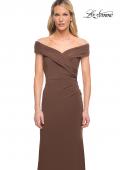 Picture of: Off The Shoulder Jersey Dress with Ruching in Cocoa, Style: 27959, Detail Picture 9