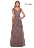 Picture of: Short Sleeve Lace Gown with Cascading Embellishments, Style: 26942, Detail Picture 12