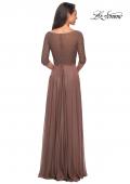 Picture of: Modern gown with beaded bodice and empire waist in Cocoa, Style: 25011, Back Picture