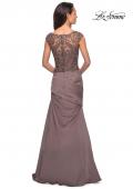 Picture of: Floor Length Jersey Dress with Embellished Bodice in Cocoa, Style: 25396, Back Picture
