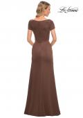 Picture of: Elegant Long Jersey Dress with Short Sleeves in Cocoa, Style: 27067, Back Picture