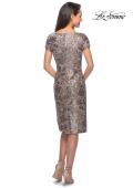 Picture of: Knee Length Lace Dress with Short Sleeves in Cocoa, Style: 27828, Back Picture
