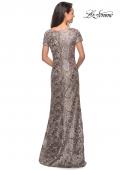 Picture of: Floor Length Short Sleeve Lace Dress in Cocoa, Style: 27884, Back Picture