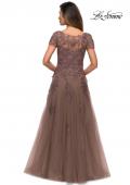 Picture of: A-line Formal Gown with Floral Lace Appliques in Cocoa, Style: 27958, Back Picture