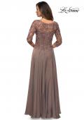 Picture of: Satin Three Quarter Sleeve Dress with V-Neckline in Cocoa, Style: 28106, Back Picture