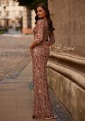 Picture of: Beaded Fitted Gown with a Stretch Fabric and V Neckline in Cocoa, Style: 32613, Back Picture