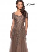 Picture of: A-line Lace and Tulle Evening Dress with Beading in Cocoa, Style: 28037, Detail Picture 1