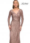 Picture of: Metallic Sequin Dress with Long Sleeves and V Neck in Brown, Style: 30310, Detail Picture 1