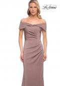 Picture of: Off the Shoulder Fitted Satin Long Gown in Brown, Style: 30397, Detail Picture 1