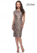 Picture of: Knee Length Lace Dress with Short Sleeves in Cocoa, Style: 27828, Detail Picture 2