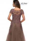Picture of: A-line Formal Gown with Floral Lace Appliques in Cocoa, Style: 27958, Detail Picture 2