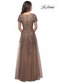Picture of: A-line Lace and Tulle Evening Dress with Beading in Cocoa, Style: 28037, Detail Picture 2