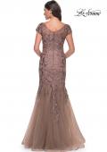 Picture of: Lace and Tulle Mermaid Gown with Cap Sleeves in Cocoa, Style: 30269, Detail Picture 2