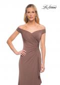 Picture of: Off the Shoulder Ruched Jersey Gown in Cocoa, Detail Picture 4