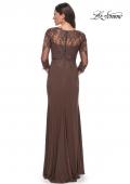 Picture of: Lace and Net Jersey Gown with Illusion Sleeves in Navy, Style: 30384, Detail Picture 4