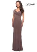 Picture of: Ruched Jersey Long Gown with V Neckline, Style: 26519, Detail Picture 5