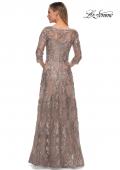Picture of: Long Lace Dress with Sequins and Sheer 3/4 Sleeves in Cocoa, Detail Picture 5