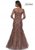 Picture of: Long Lace Mermaid Gown with Square Neckline in Cocoa, Style: 28033, Detail Picture 5