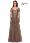 Picture of: A-line Lace and Tulle Evening Dress with Beading in Cocoa, Style: 28037, Detail Picture 5