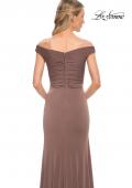 Picture of: Off the Shoulder Ruched Jersey Gown in Cocoa, Detail Picture 5