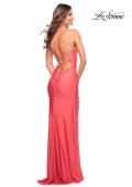 Picture of: Prom Dress with Cut Outs at Hip and High Slit in Coral, Style: 30726, Detail Picture 17