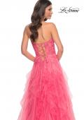 Picture of: A-Line Ruffle Tulle Prom Dress with Lace Bustier Bodice in Orange, Style: 32286, Detail Picture 2