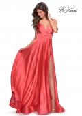 Picture of: Elegant Satin Prom Gown with Empire Waist in Coral, Style: 28571, Detail Picture 3