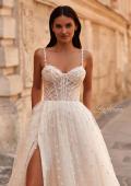 Picture of: Polka Dot Tulle Prom Dress with Sheer Corset Top in Cream , Style 32716, Detail Picture 3