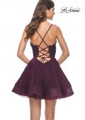 Picture of: Short Dress with Flared Skirt and Sheer Lace Bodice in Dark Berry, Style: 31769, Detail Picture 11
