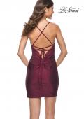 Picture of: Rhinestone Jersey Dress with Ruching and Lace Up Back in Dark Berry, Style: 31831, Detail Picture 11