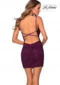 Picture of: Lace and Rhinestone Homecoming Dress with Open Back in Dark Berry, Style: 29297, Back Picture