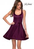 Picture of: Fit and Flare Dress with Scoop Neck and Cut Out Back in Dark Berry, Style: 29303, Detail Picture 1
