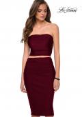 Picture of: Two Piece Party Dress with Midi Length Skirt and Tube Top in Dark Berry, Style: 29484, Detail Picture 2