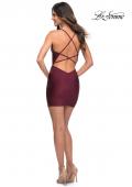 Picture of: Simple Short Beaded Jersey Dress with V Neck in Dark Berry, Detail Picture 3