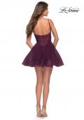 Picture of: Corset Fit and Flare Dress with V Neckline in Dark Berry, Style 30941, Detail Picture 3