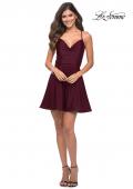 Picture of: Jersey Fit and Flare Dress with Draped V Neckline in Dark Berry, Detail Picture 5