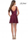 Picture of: Short Flare Dress with V Neckline and Fitted Waist in Dark Berry, Style 30926, Detail Picture 6