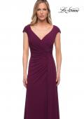 Picture of: Jersey Dress with Knot at Waist and Short Sleeves in Dark Berry, Main Picture