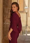 Picture of: Draped Cape Sleeve Jersey Gown with Ruched Bodice in Dark Berry, Style: 33148, Detail Picture 10
